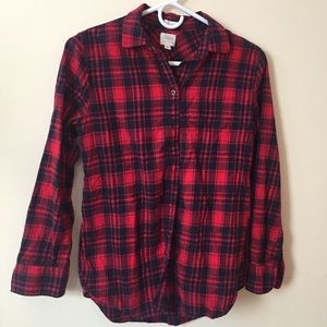 J. Crew Factory Red and Black Plaid Flannel Shirt